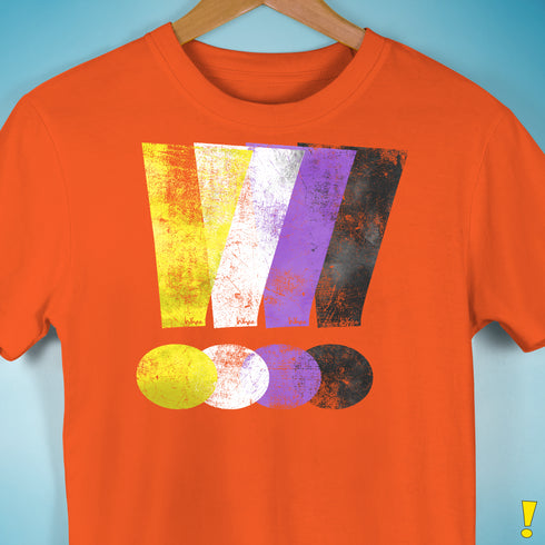 Nonbinary Pride Grunge Exclamation Points Premium Unisex T-Shirt - Orange